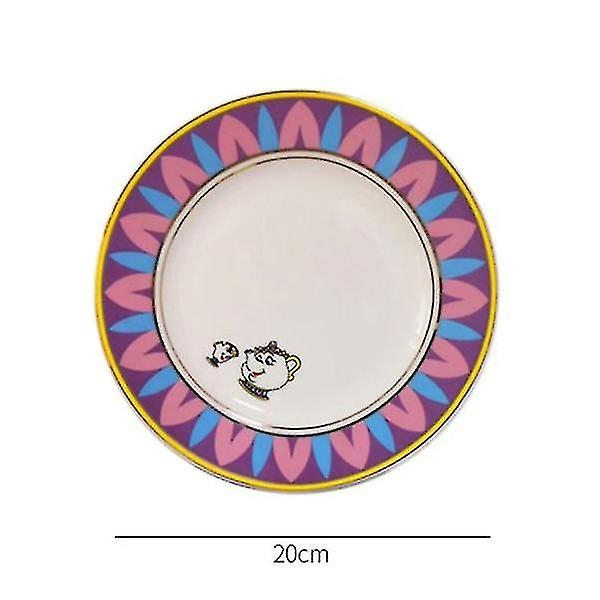 Ny Skønheden og Udyret Mrs. Potts Chip Tekande Kop Sæt Tekander Krus Dejlig Julegave-WELLNGS Dessert Plate 20cm
