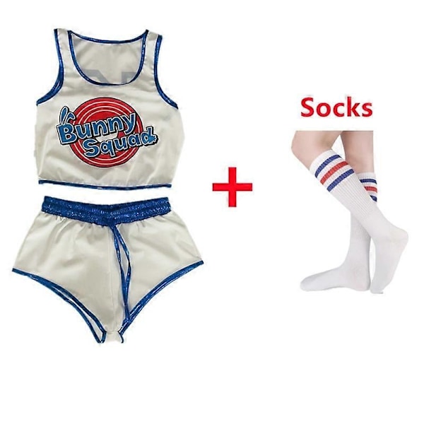 Space Lola Bunny -pupukostyymi, pupu Jam -asut, naisten tyttöjen Halloween-juhla-asut, topit, shortsit, asusetti - WELLNGS Suit And Socks XXL