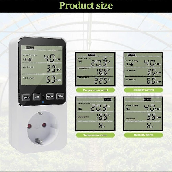 Fuktighetskontroller, Temperaturkontroller Socket 230 V, Temperaturbryter, Socket Termostatbryter EU-plugg-WELLNGS