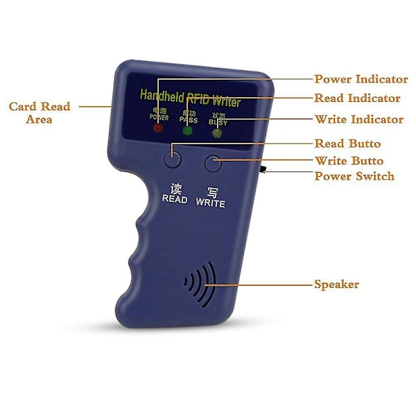 Handhållen 125khz Rfid Läsare Skrivare Duplicator Kopierare, Uppgraderad Id-kort Kloner Programmerare, med 10st-WELLNGS