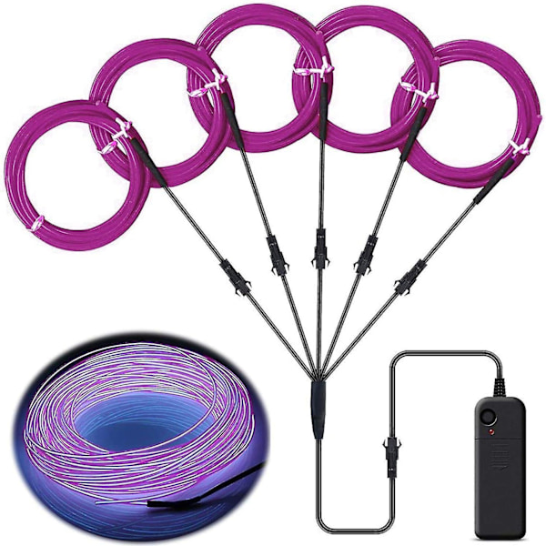 Fleksibel Neon Strobe Elektroluminescent Linje EL Lys Linjesæt (fem farver) - WELLNGS Purple
