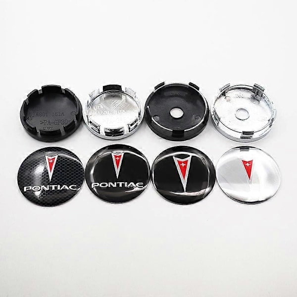 4kpl 56mm 60mm Pontiac Logo Auton Vanteen Keskikuppi Auton Vanne Muutos Pölytiivis Merkkisuojus Tarrat Muotoilutarvikkeet - WELLNGS Pontiac A black 60 black cap