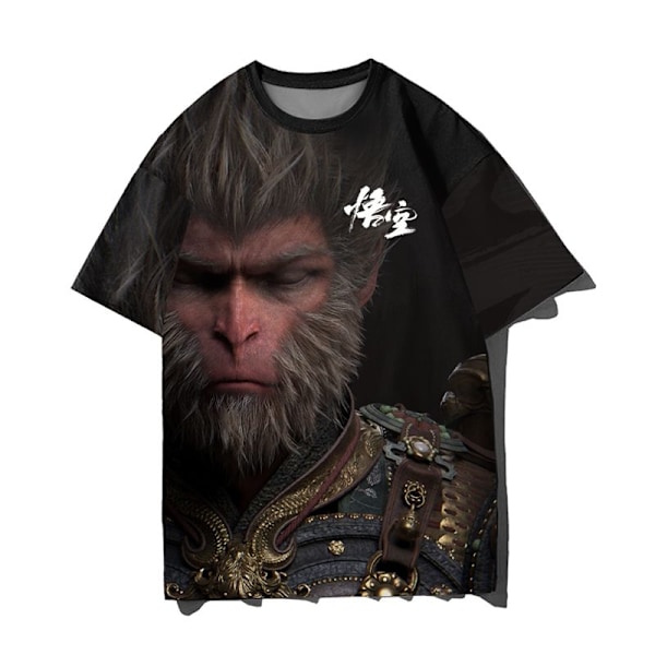 Svart Myth Wukong spel kringutrustning lös snabb torkning kortärmad T-shirt Monkey King sommar mode kläder för män och kvinnor-WELLNGS XS