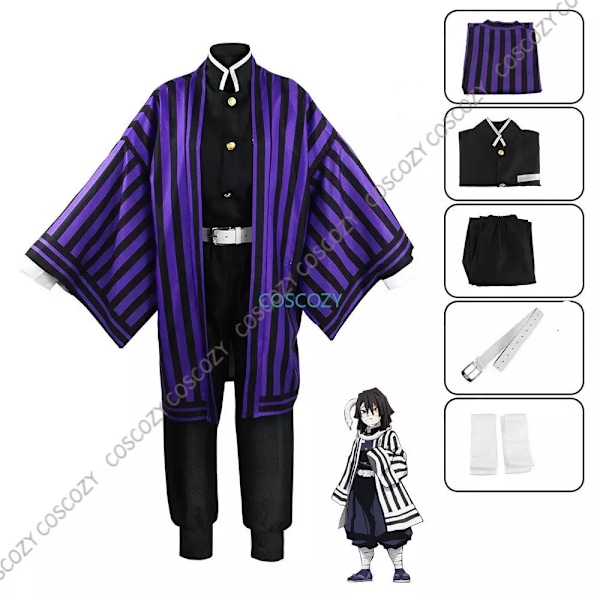 Lila/Svart Iguro Kohana Cosplay Anime Demon Slayer Iguro Kohana Yuori Kimono Cosplay Kostym Vit Ormdocka Set L-WELLNGS L A2 Snake and wig