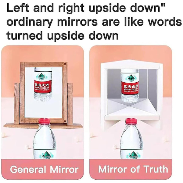 Ekte speil uten reversering, trekantet fast speil uten reversering, invertert speil, speil uten reversering, bilde av sminke speil ekte ingen speil restaurering Light pink
