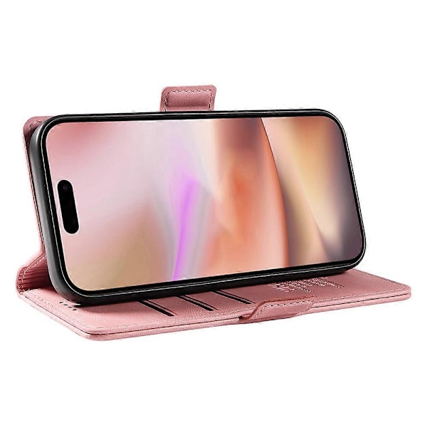 Yhteensopiva iPhone 16 Plus -kotelon kanssa, lompakkomallinen nahkainen puhelinkotelo - WELLNGS Pink