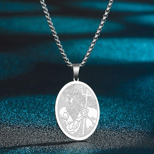 Pyhän Yrjänän riipuskaulakoru miehille ja naisille, soturi Pyhä Yrjänä ja lohikäärme Totem-riipus, kaulakoru, amuletti, koru - WELLNGS Poseidon-S