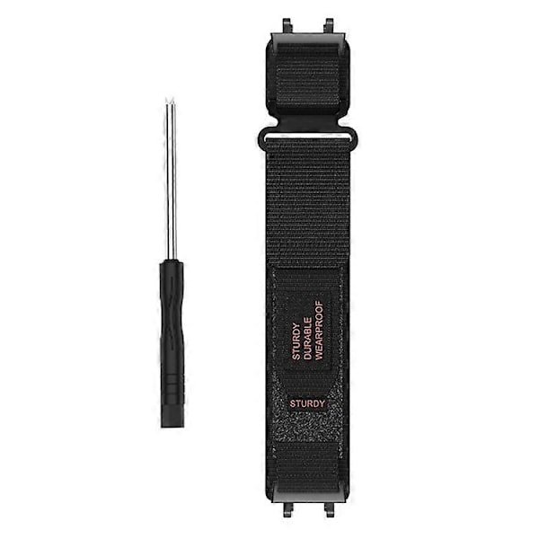 Yhteensopiva Huami Amazfit T-Rex 3 Outdoor Climbing -kellon rannekkeen kanssa, tarrakiinnitteinen, hengittävä nailonnauha liittimellä - WELLNGS Black