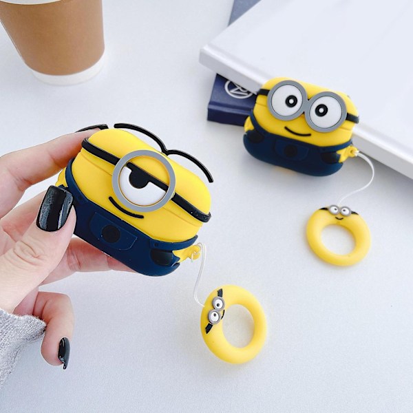 Söpö sarjakuva Bluetooth-yhteensopiva kuulokkeiden kotelo Minion Silikoni Langaton kuulokkeiden korvakäytävien suojakotelo AirPods 1 2-WELLNGS B