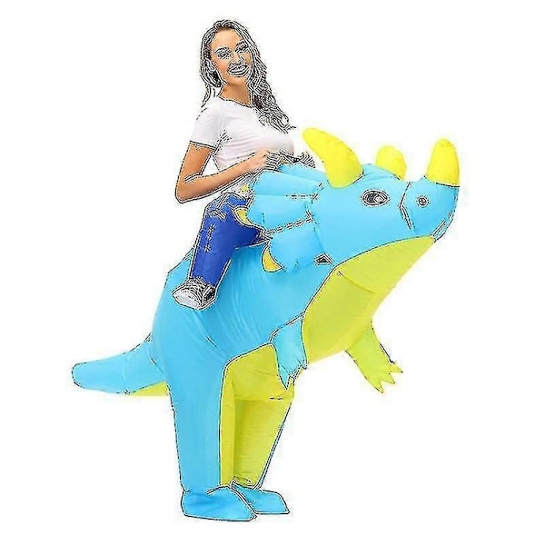Voksne/Barn 3D Dinosaur Oppblåsbar Kostyme Feriefest Dyremodellering/Rollespill Kostyme-WELLNGS Triceratops 120-140cm