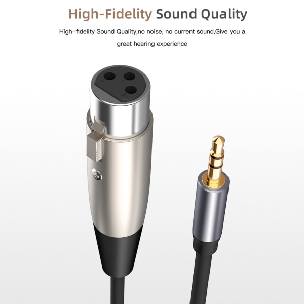3,5 mm til XLR-kabel 5FT, kabel 3,5 mm hann- til XLR-hunnmikrofonkabel, XLR til 3,5 mm mikrofonhøyttalerkabel-WELLNGS