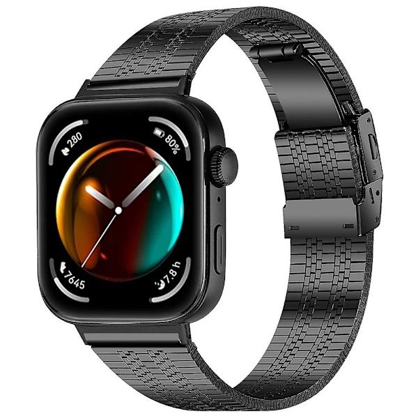 for Huawei Watch Fit 3 udskiftningsrem 316L rustfrit stål metalrem, sort-WELLNGS