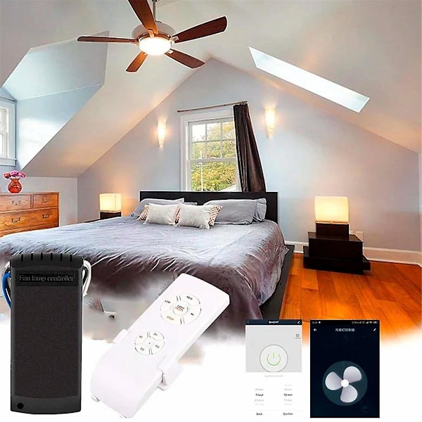 Tuya WiFi Smart Takfläkt Fjärrkontroll Kit APP-kontroll Smart Hem Justerad Vindhastighet för Alexa-WELLNGS