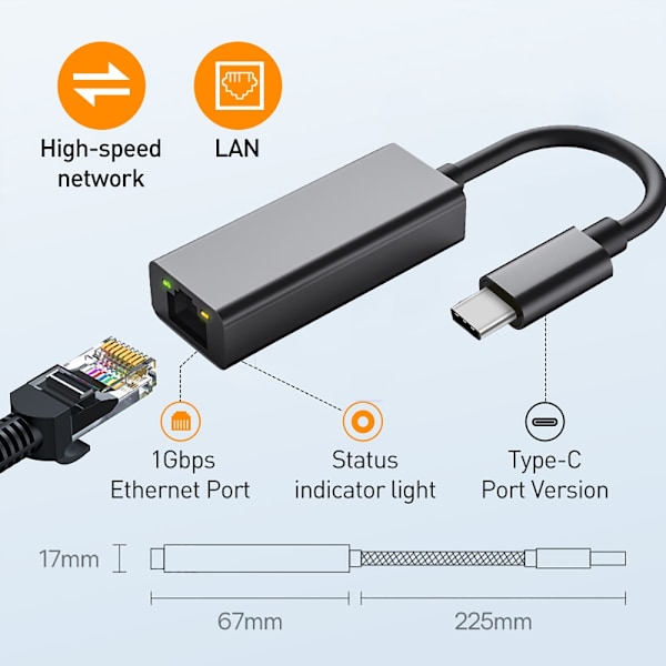 2500 Mbps USB C till Ethernet-adapter USB Lan RJ45 Nätverkskort för bärbar dator Xiaomi Mi Box S Nintendo Switch PC Aluminum Gigabit-WELLNGS 2500Mbps USB A