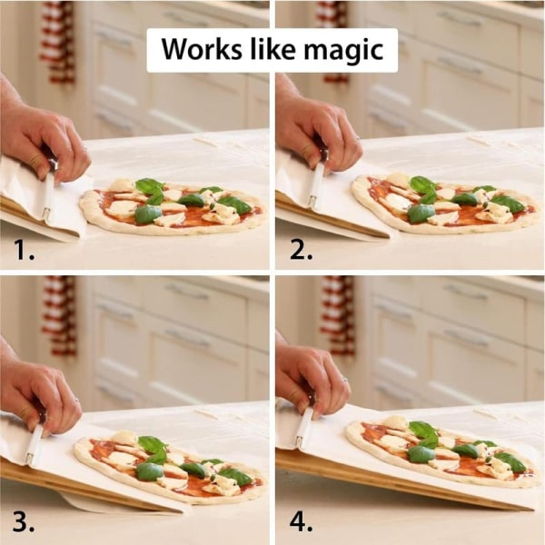 Sliding Pizza Peel Magic Non-stick Pizza Paddle Pizza Spatel med træhåndtag Kageløfter Overførselsbakke Køkken Pizzaskovl-WELLNGS 35x55CM
