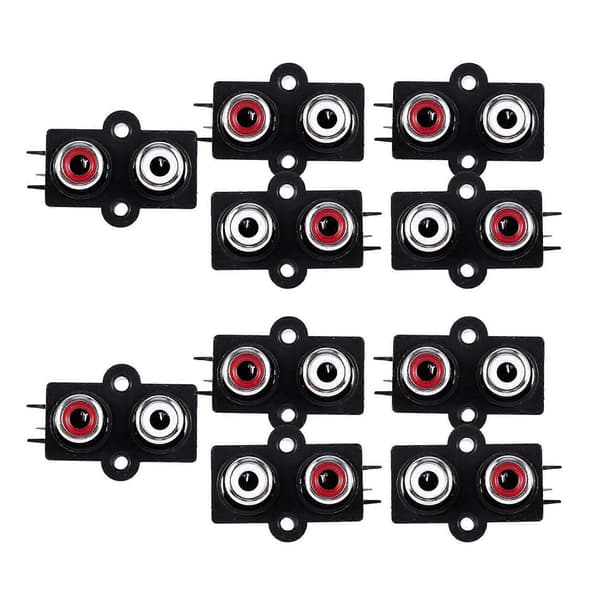 10 stk. PCB-montering 2-positions stereo audio video jack RCA hun-stik - WELLNGS