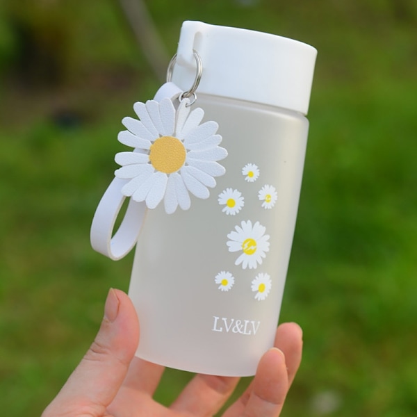 Vattenmugg 480ml Plast Daisy Frostad Bärbar-WELLNGS White