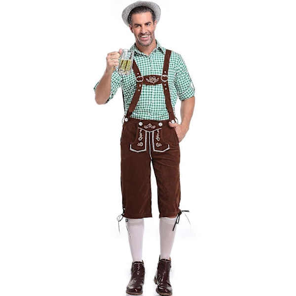 Halloween Kostymer 2024 M-XXL Stor Storlek Tysk München Herrkläder Oktoberfest Uniform Herr Scenkläder - WELLNGS Red plaid shirt XL