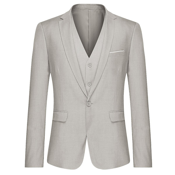 Yunclos Herre 3-delt Elegant Gentleman Business Slim Fit Jakkesæt - WELLNGS Gray XL