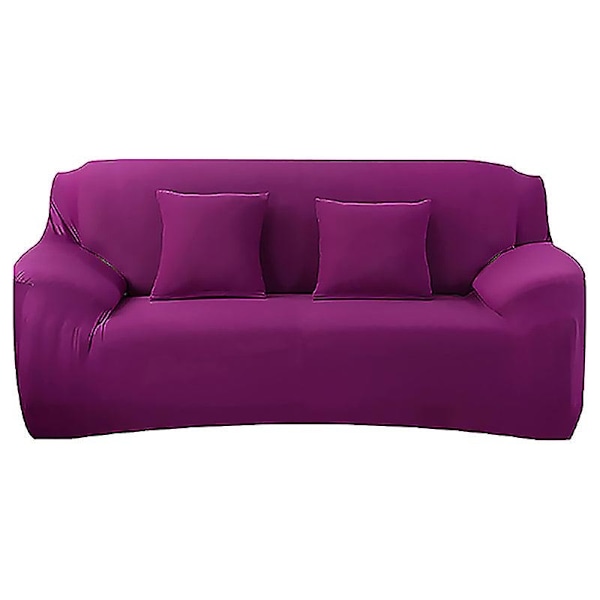 Soffaöverdrag i enfärgad tyg för vardagsrum Elastiskt hörn-soffaöverdrag Skydd för stol 1/2/3/4-sits - WELLNGS Wine red 4-seater 235-300cm