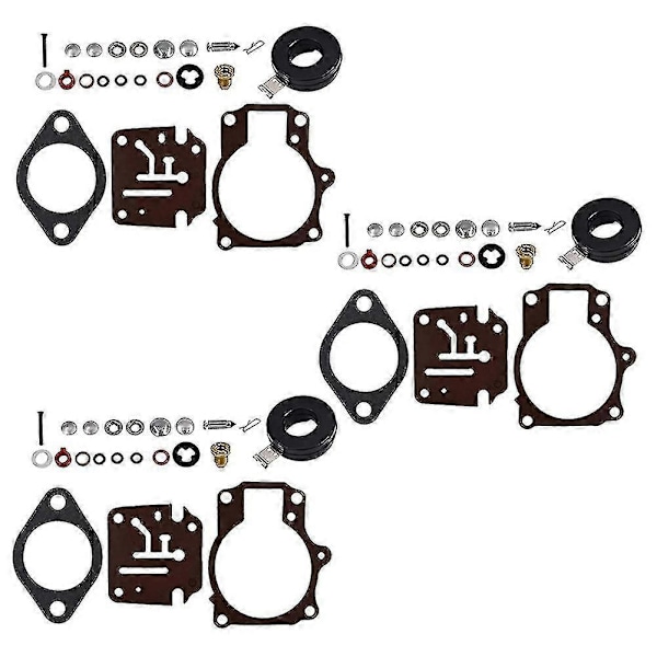 3 x Karburator Karb Renoverings Reparationssæt og Flyder Passer Kompatibel med Johnson Evinrude 396701 65 70 75-WELLNGS