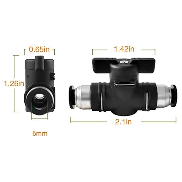 6 mm:n painettava liitäntäventtiili, kuulaventtiili, 6 mm:n ilmavirtauksen säätöventtiili, pikaliitäntäventtiili, putkiliittimet, 3 pakkausta - WELLNGS