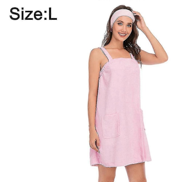 Naisten kylpy/suihkuhuivimekko olkaimilla, kevyt polven mittainen huivimekko, a-WELLNGS Pink L