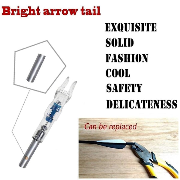 12 stk. LED-belyste nocks Automatiske nocks Belyste bueskydning Nye belyste nocks til 6,2 mm bueskydning Hunti-WELLNGS