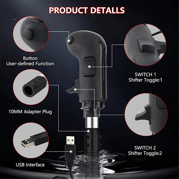 PC USB High Low Gear Simulator Shifter Knob til G29 G27 G25 til ATS ETS2 Truck Simulator Games-WELLNGS 0 0