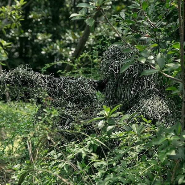 5 i 1 Ghillie-drakt, 3D kamuflasje jaktdrakt inkludert jakke, bukse, hette, bæreveske-WELLNGS GNM