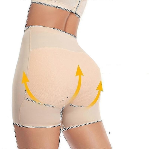 Buttlyft Trosor för Kvinnor Hög Midja Tummy Control Shapewear - Sömlösa Vadderade Underkläder med Butt Pads-WELLNGS BLACK L