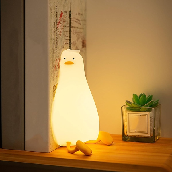 Liggende and Natlampe, LED Squishy Duck Lampe, Cute Light Up-WELLNGS