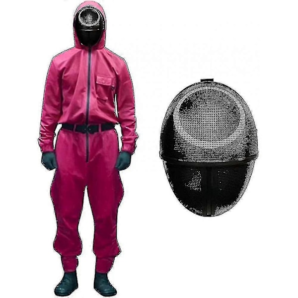 Unisex Squid Game Kostym - Jumpsuit + Squid Game Mask Halloween Outfit Present Z xi-WELLNGS circle S