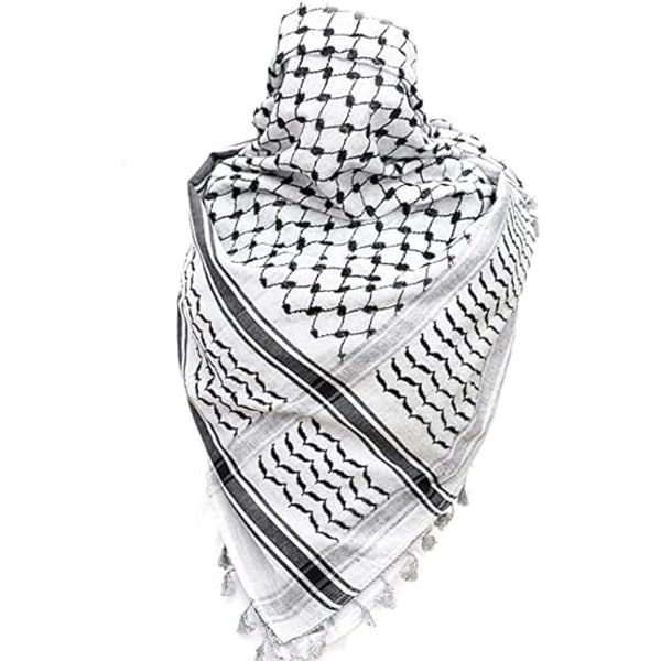 Palestina halsduk, Keffiyeh, Arafat Hatta, bred med tofsar, Shemagh Keffiyeh Arab houndstooth 100% bomull Unisex halsdukar Yl