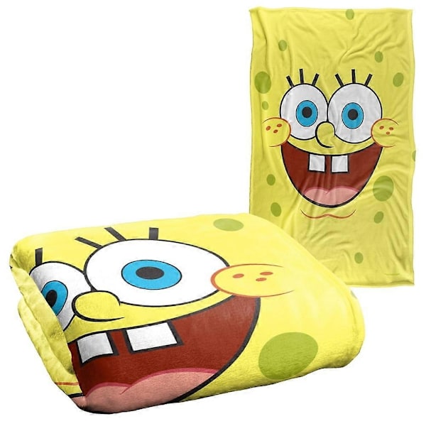 SpongeBob Tæppe, 91 cm x 147 cm SpongeBob Goofy Smiley Face Silky Touch Ultra Blødt Tæppe - WELLNGS 40x30in 76x102cm