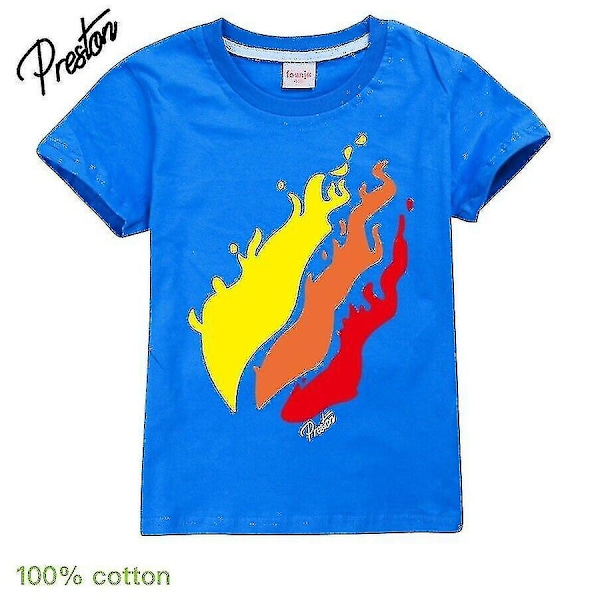 Barn Prestonplayz Flame Casual Bomulls T-shirt - WELLNGS blue 15-16 years