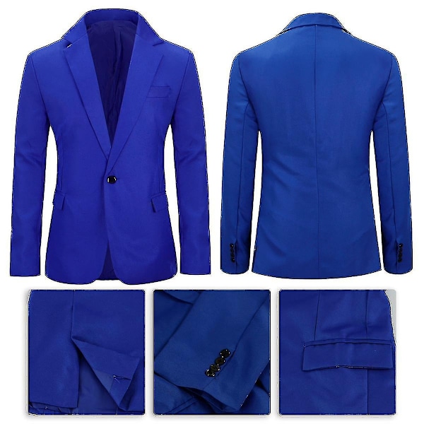 Herres habitjakke Slim Fit Business Casual Blazer-WELLNGS Blue XL