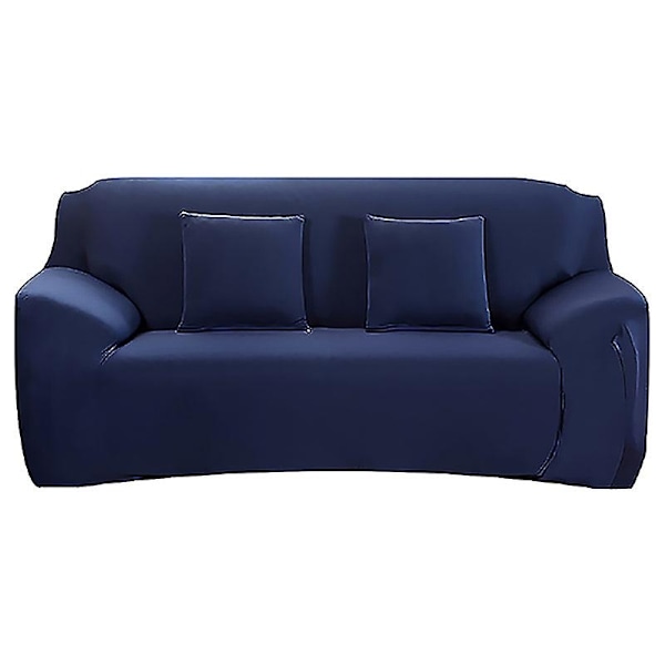 Sofa Betræk Solid Farve Sofa Betræk til Stue Elastisk Hjørne Sofa Betræk Betræk Stolebeskytter 1/2/3/4 Sæder - WELLNGS Navy 2-seater 145-185cm