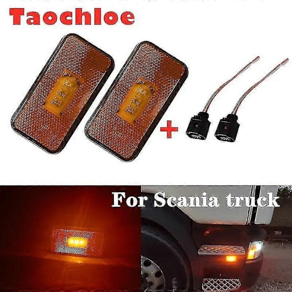 24v Gule LED-lys Kompatible med Scania sidemarkeringslys Tung lastbil Kompatibel med Scania positionslys lastbil karosseridele - WELLNGS 2 lights with plug