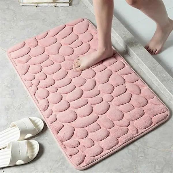 Lyxig och plyschig minnesskum badmatta - halkfri, snabbtorkande, tvättbar badrumsmatta för bekväm heminredning-WELLNGS Pink 40*60cm