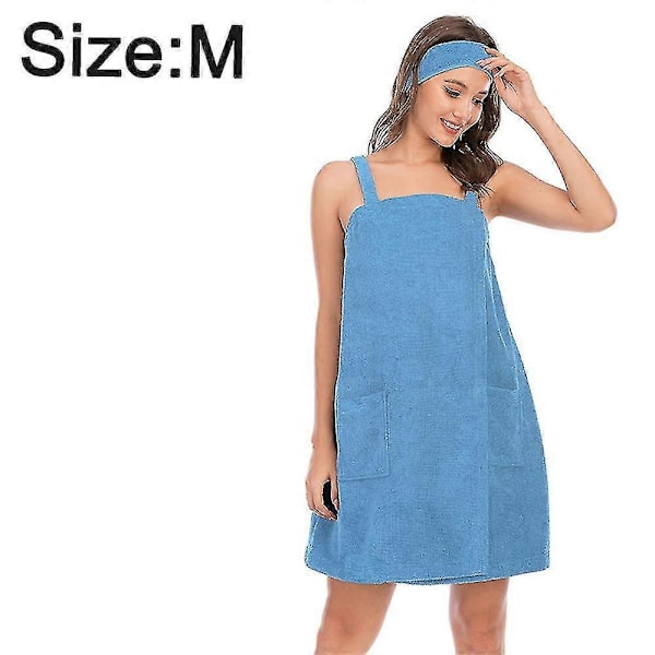 Dame Badekåbe/Brusewrap Kjole med Stropper, Letvægts Knælang Wrap Kjole, a-WELLNGS Light Blue M
