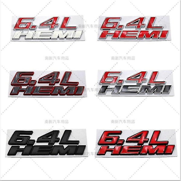 6.4l Hemi Metal Badge Emblem Stickers Rear Trunk Decal for Dodge Charge Challenger Ram Jcuv Caravan Durango Srt Accessories-WELLNGS Red