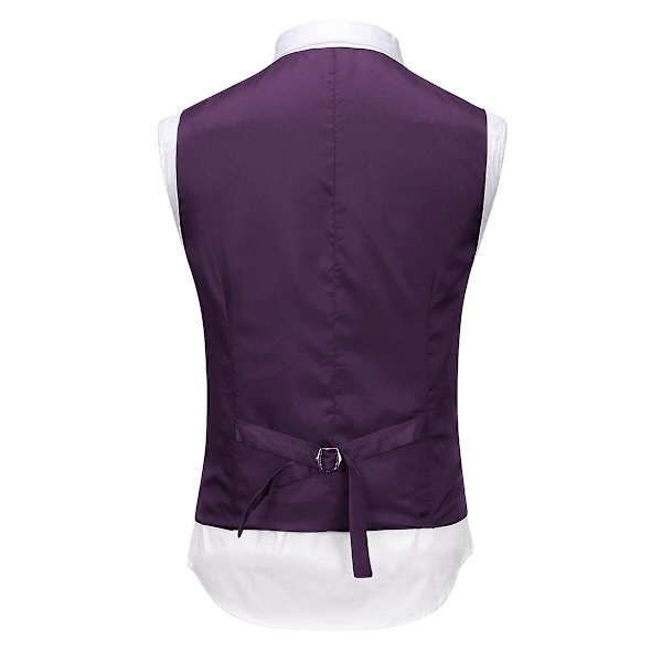 Allthemen Herresæt til Bryllup Fest Middag 3-delt Business Sæt Blazer Vest Bukser 9 Farver-WELLNGS Purple L