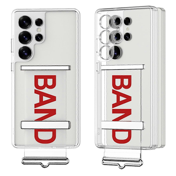 GKK Kompatibel med Samsung Galaxy S25 Ultra Klar Veske Stropp Støtte TPU PC Telefondeksel - Transparent Oransje-WELLNGS Transparent Red