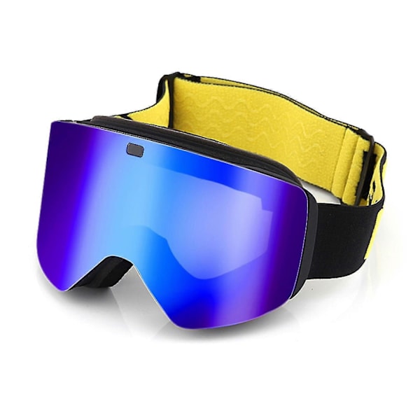Cylindriske dobbeltlags skibriller, komfortable vindafvisende snebriller, velegnet til skiløb og snescooter - WELLNGS Black Blue lens