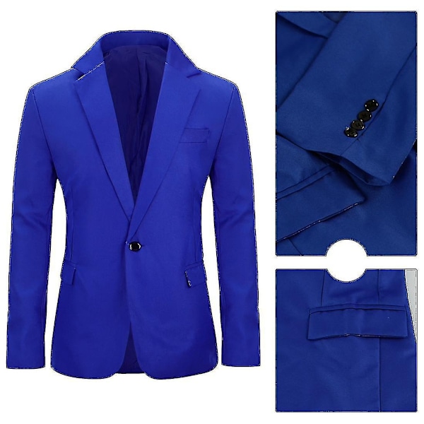 Herrkostym Kavaj Slim Fit Business Casual Blazer-WELLNGS Blue 2XL