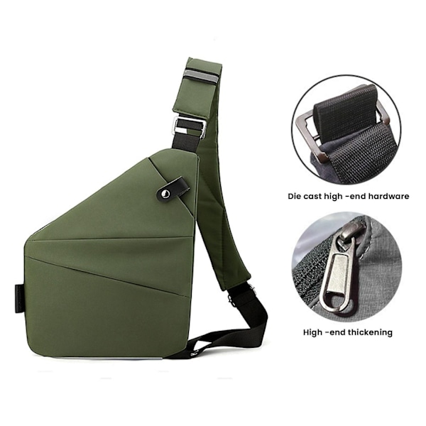 2024 NYE Wander Plus Anti-tyveri Reiseveske Slank Sling Bag Cross Body Reiseveske-WELLNGS Army Green