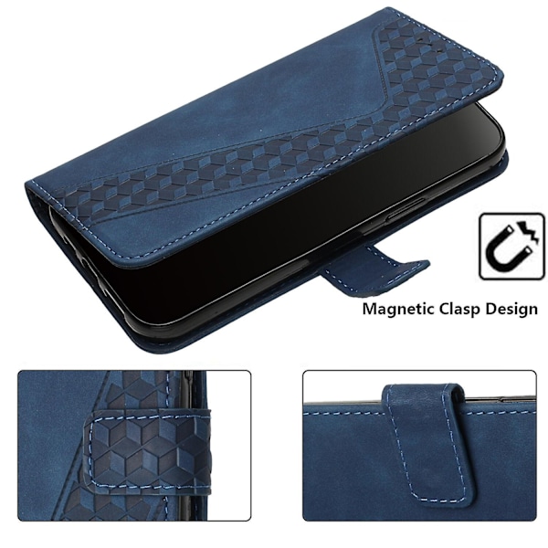 Samsung Galaxy A21S Telefonveske, PU Lær Lommebokdeksel Beskyttende Deksel Magnetisk Spenne Design Lommebok Kortspor Holder Telefonveske - WELLNGS Blue