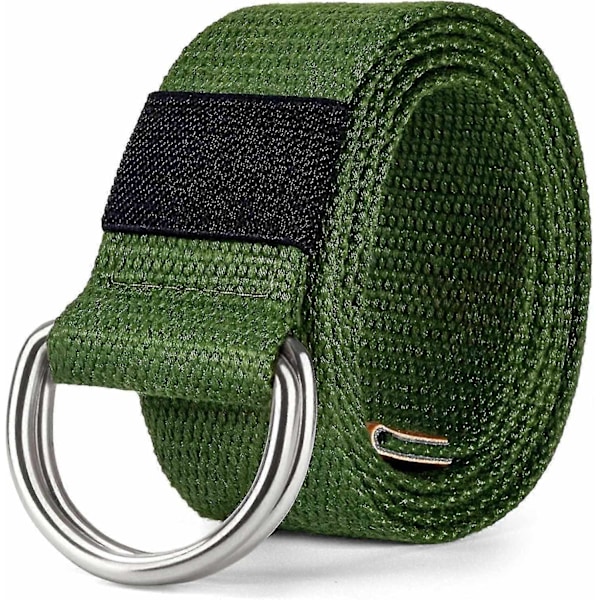 Canvas-vyöt miehille ja naisille - WELLNGS Silver Buckle army Green waist size 31 35inch