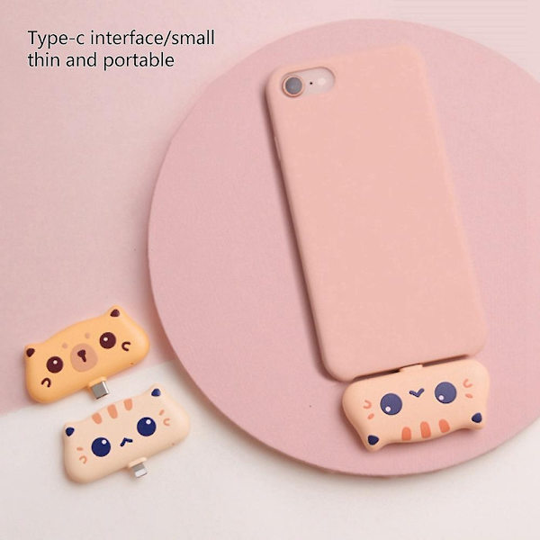 800Mah Mini Cute Power Bank Portable Phone Charger with LED Night Light Small External for 13 Pro C-WELLNGS 0 0